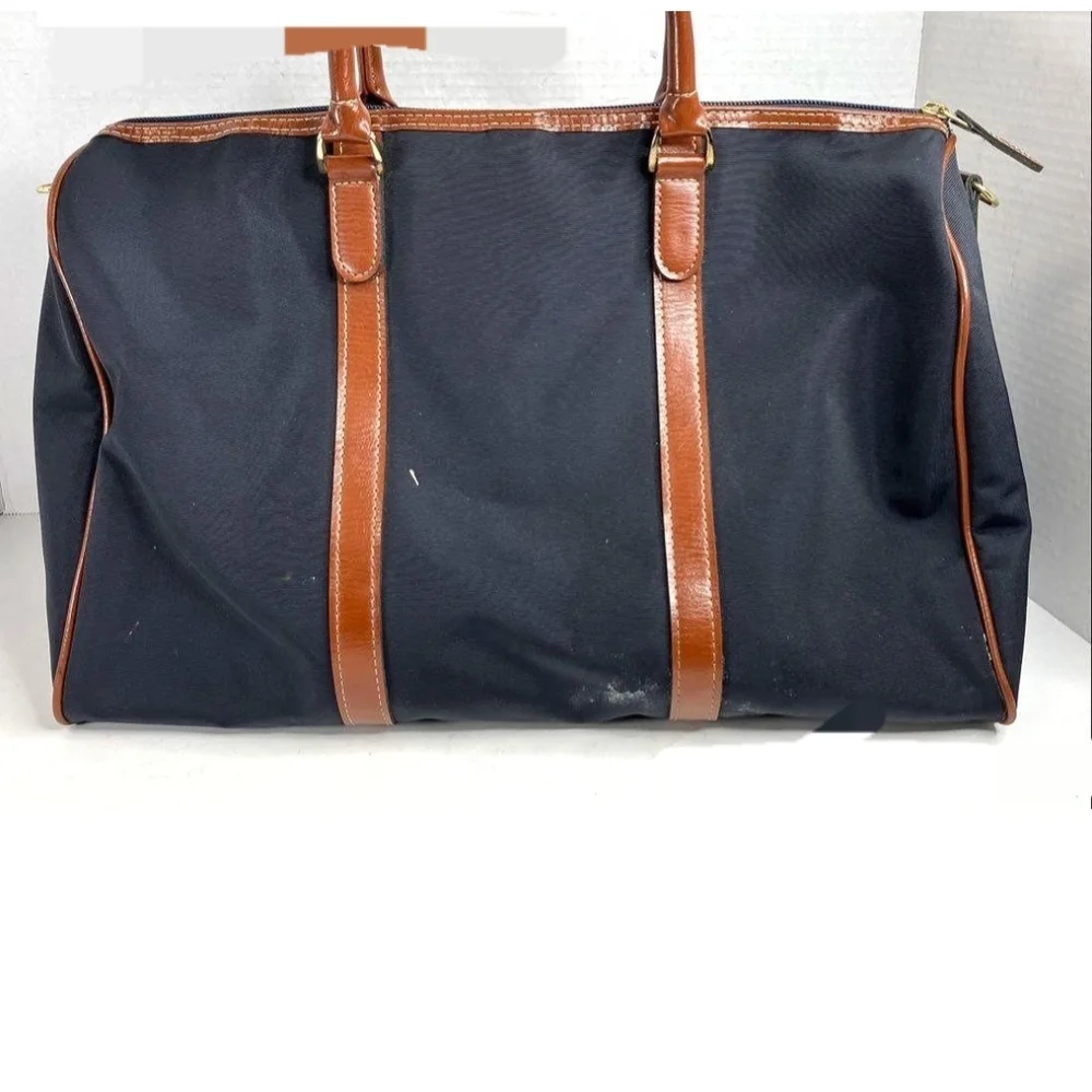 Valentino Blue and Brown Duffel Bag with Luxurious Leather Accents - Picture 4 of 9